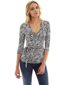 PattyBoutik-Femmes-Blouse-Portefeuille–Manches-34-0-2