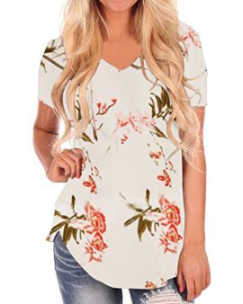 Style-Dome-T-Shirt-Femme-ete-Col-V-Manches-Courtes-Grande-Taille-Casual-Haut-Femme-Chic-Tops-Blouse-Chemise-0