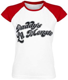 Suicide-Squad-Harley-Quinn-Daddys-Little-Monster-T-Shirt-Manches-Courtes-BlancRouge-0