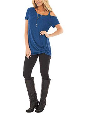 T-Shirt Femme Tops d’été Chic sans Bretelles Tunic Tee Shirt Asymétrique Ourlet Décontractée Tee T-Shirt Femme Tops d’été Chic sans Bretelles Tunic Tee Shirt Asymétrique Ourlet Décontractée Tee 4