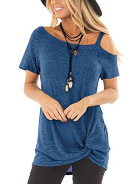 T-Shirt-Femme-Tops-dt-Chic-sans-Bretelles-Tunic-Tee-Shirt-Asymtrique-Ourlet-Dcontracte-Tee-0