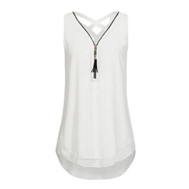 Weant-Femme-Camisole-t-Femme-Lady-sans-Manches-V-Neck-Couleur-Pure-Fermeture-clair-Grande-Taille-Vest-Dbardeur-Tops-T-Shirt-Top-Crop-Gilet-Camisole-Debardeur-Tops-Femme-Chemisier-0