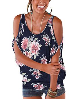 YOINS Femme Lâche Tee Shirt Court Été Sexy Batwing Épaules Dénudées Chic Haut Blouse Imprimée Floral Col Round Tee Shirt Grande Taille YOINS Femme Lâche Tee Shirt Court Été Sexy Batwing Épaules Dénudées Chic Haut Blouse Imprimée Floral Col Round Tee Shirt Grande Taille