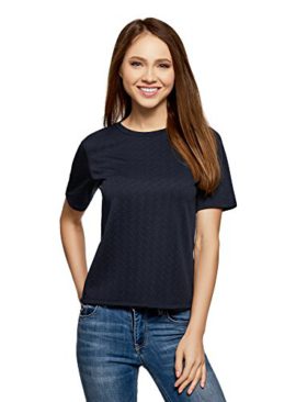 oodji-Ultra-Femme-T-Shirt-Coupe-Droite-en-Tissu-Textur-0