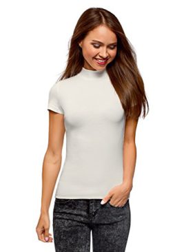 oodji Ultra Femme sous-Pull en Coton à Col Cheminée et Manches Courtes oodji Ultra Femme sous-Pull en Coton à Col Cheminée et Manches Courtes