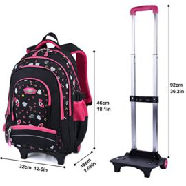 COOFIT-Cartable–roulettes-Fille-en-Nylon-Sac–Dos-Fille–roulettes-Cartable-Fille-College-Sac-Ecole-Fille-Sac-Dos-Scolaire-Sac-Fille-priamire-Rose-Noir-0-1