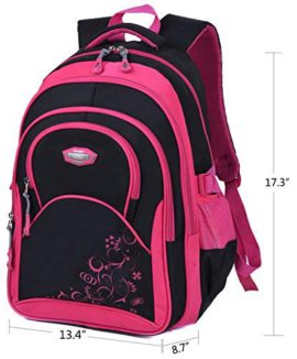 Cartable-fille-Coofit-Sac-a-dos-fille-en-Oxford-Cartable-enfant-primaire-Sac-ecole-fille-Sac-a-dos-college-fille-Cartable-primaire-college-ecole-scolaire-pour-fille-Rose-Noir-0-0