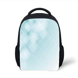 Kids-School-Backpack-AquaAbstract-Transparent-Rhombus-Rectangular-Geometrical-Lines-Image-DecorativeBlue-Light-Blue-and-Turquoise-Plain-Bookbag-Travel-Daypack-0