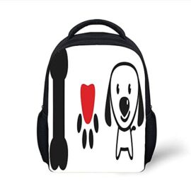 Kids School Backpack Dog Lover Decor,I Love Dog Message Showing Bone Pup Paw with Love Symbol and Cute Doggy Sweet Message, Plain Bookbag Travel Daypack Kids School Backpack Dog Lover Decor,I Love Dog Message Showing Bone Pup Paw with Love Symbol and Cute Doggy Sweet Message, Plain Bookbag Travel Daypack