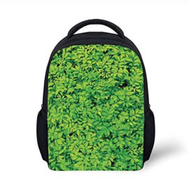 Kids-School-Backpack-GreenFresh-Garden-Forest-Little-Leaves-Lush-Growth-Organic-Nature-Outdoors-Woods-PlantLime-Green-Plain-Bookbag-Travel-Daypack-0