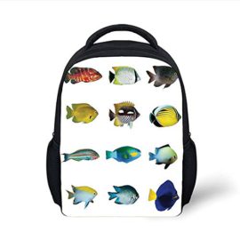 Kids School Backpack Ocean Animal Decor,Egyptian Fish Bannerfish Goldfish Parrotfish Wild Nature Red Sea Theme,Multi Plain Bookbag Travel Daypack Kids School Backpack Ocean Animal Decor,Egyptian Fish Bannerfish Goldfish Parrotfish Wild Nature Red Sea Theme,Multi Plain Bookbag Travel Daypack