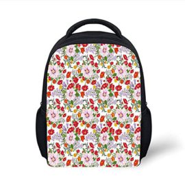 Kids-School-Backpack-WatercolorFlourishing-Nature-Wildflowers-Graceful-Garden-Carnation-Lilac-Summer-Meadow-DecorativeMulticolor-Plain-Bookbag-Travel-Daypack-0