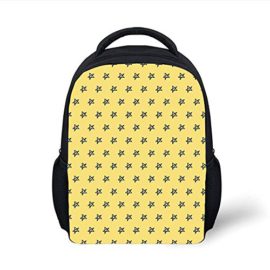 Kids School Backpack Yellow,Kindergarten Kids Hand Drawing Sketchy Galaxy Space Theme Stars Image,Light Yellow and Black Plain Bookbag Travel Daypack Kids School Backpack Yellow,Kindergarten Kids Hand Drawing Sketchy Galaxy Space Theme Stars Image,Light Yellow and Black Plain Bookbag Travel Daypack