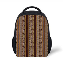 Kids-School-Backpack-ZambiaHand-Drawn-Ethnic-Traditional-Folk-Motif-with-Geometric-Digital-Effects-ArtworkMulticolor-Plain-Bookbag-Travel-Daypack-0