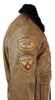 Blouson-Homme-Pilote-aviateur-Bomber-Cuir-vritable-col-Fausse-Fourrure-Amovible-Style-Vintage-rtro-0-0