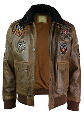 Blouson-Homme-Pilote-aviateur-Bomber-Cuir-vritable-col-Fausse-Fourrure-Amovible-Style-Vintage-rtro-0-3