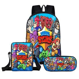 Brawl Stars Sac à Dos Scolaire Garcon, Sac d?Ecole Fille Cartable Garcon 3 en 1 inclu Sac d?école Etudiant + Sac à Déjeuner + Trousse Scolaire Sac à Dos Loisir Voyage Cabas écolier Jeu de Fan Brawl Stars Sac à Dos Scolaire Garcon, Sac d?Ecole Fille Cartable Garcon 3 en 1 inclu Sac d?école Etudiant + Sac à Déjeuner + Trousse Scolaire Sac à Dos Loisir Voyage Cabas écolier Jeu de Fan 3