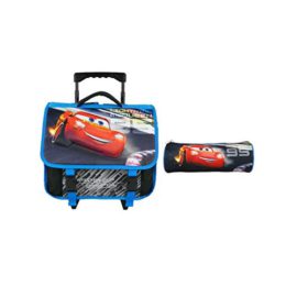 CARTABLE A ROULETTES 38CM + TROUSSES NOIR ET BLEU-CARS DISNEY MACQUEEN CARTABLE A ROULETTES 38CM + TROUSSES NOIR ET BLEU-CARS DISNEY MACQUEEN