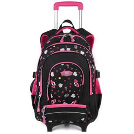 COOFIT-Cartable-a-Roulette-Fille-Sac-a-Roulette-Fille-en-Nylon-Cartable-Fille-a-Roulette-Sac-a-Dos-Ecole-Fille-Sac-Fille-Primaire-Cartable-College-Fille-0