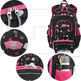 COOFIT-Cartable-a-Roulette-Fille-Sac-a-Roulette-Fille-en-Nylon-Cartable-Fille-a-Roulette-Sac-a-Dos-Ecole-Fille-Sac-Fille-Primaire-Cartable-College-Fille-0-3