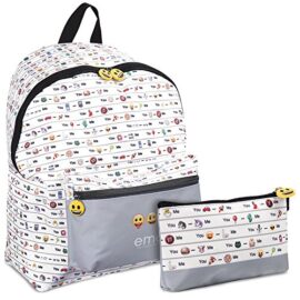 Cartable et Trousse Emoji pour l’école et Le Temps Libre – Sac à Dos et étui Scolaire pour garçon ou Fille – Émoticônes Officielles de Whatsapp – 2 en 1 – Blanc et Gris – Perletti Cartable et Trousse Emoji pour l’école et Le Temps Libre – Sac à Dos et étui Scolaire pour garçon ou Fille – Émoticônes Officielles de Whatsapp – 2 en 1 – Blanc et Gris – Perletti