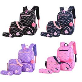 Grand Sac à dos d’école Set 3 en 1 Bookbag + Sac à bandoulière + Trousse, Sac à dos léger en nylon léger d’enfants de sac d’école mignon Grand Sac à dos d’école Set 3 en 1 Bookbag + Sac à bandoulière + Trousse, Sac à dos léger en nylon léger d’enfants de sac d’école mignon