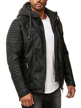 Red Bridge Hommes Veste en Similicuir Biker Casual Jacket à Capuche Mode Blouson Red Bridge Hommes Veste en Similicuir Biker Casual Jacket à Capuche Mode Blouson 5