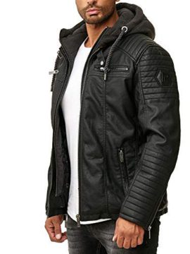 Red Bridge Hommes Veste en Similicuir Biker Casual Jacket à Capuche Mode Blouson Red Bridge Hommes Veste en Similicuir Biker Casual Jacket à Capuche Mode Blouson