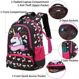 Sac-Licorne-Enfant-Fille-Cartable-Primaire-Sac-pour-lcole-Loisir-Voyage-3-en-1-Sac–Dos-Scolaire-Sac–Lunch-Sac–Crayons-0-0