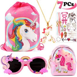 VAMEI Licorne Cadeaux pour Les Filles 7 Pcs, Licorne Cordon Cadeau Goodie Sacs Licorne Lunettes Collier Boucle d’oreille Sac à Main Wallet Stickers VAMEI Licorne Cadeaux pour Les Filles 7 Pcs, Licorne Cordon Cadeau Goodie Sacs Licorne Lunettes Collier Boucle d’oreille Sac à Main Wallet Stickers 2