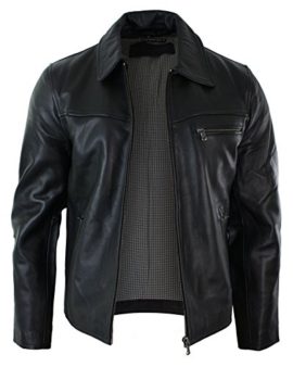 Veste-Homme-Cuir-Doux-vritable-Noir-Marron-Style-Classique-Fermeture-Jusquau-col-0-2