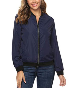 Aibrou Blouson Bomber Femme Manches Longues Légère Veste Bomber Casual Zipper Jacket Bomber Poches Elégant Coupe-Vent Aibrou Blouson Bomber Femme Manches Longues Légère Veste Bomber Casual Zipper Jacket Bomber Poches Elégant Coupe-Vent 3