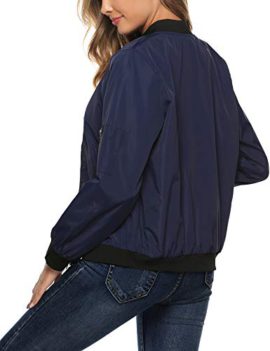 Aibrou Blouson Bomber Femme Manches Longues Légère Veste Bomber Casual Zipper Jacket Bomber Poches Elégant Coupe-Vent Aibrou Blouson Bomber Femme Manches Longues Légère Veste Bomber Casual Zipper Jacket Bomber Poches Elégant Coupe-Vent 5