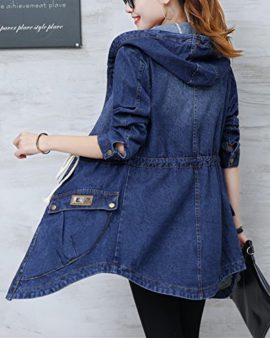 Femme Longue Veste en Jean a Capuche Bouton Manches Longues Slim Denim Blousons Manteau Parka Femme Longue Veste en Jean a Capuche Bouton Manches Longues Slim Denim Blousons Manteau Parka 4