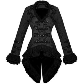 Hearts-Roses-Femme-Gothique-Militaire-Noir-Satin-Steampunk-Brocart-Floral-Veste-Excellente-Qualit-0