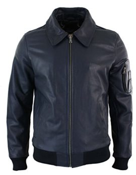 Infinity-Veste-Homme-Cuir-vritable-Style-Harrington-Bomber-MA1-aviateur-XS-5XL-0