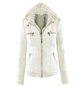 Newbestyle Femme à Capuche Veste Simili Cuir Femme Moto Style Manteau Newbestyle Femme à Capuche Veste Simili Cuir Femme Moto Style Manteau