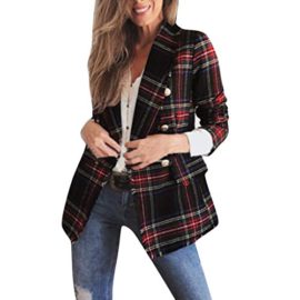 Sensail-Blazer--Carreaux-Vintage-pour-Femmes-Veste--Double-Face--Manches-Longues-pour-Femmes-AutomneHiver-Cardigan-Veste--Boutons-vtements-de-Bureau-vtements-de-Travail-Vestes--la-Mode-0