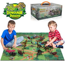 Anpro-15pcs-Dinosaure-Chiffres-Jouet-Plastique-5-Arbres-5-Rochers-1-Tapis-de-Jeu-50-Autocollants-de-Dinosaure-Educatif-Jouets-pour-Enfants-Dinosaure-Figurine-Cadeaux-de-Nol-0
