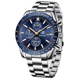 BENYAR Montre chronographe pour Homme Mouvement à Quartz Montre de Sport d’affaires de Mode 30M étanche et Anti-Rayures Cadeau élégant BENYAR Montre chronographe pour Homme Mouvement à Quartz Montre de Sport d’affaires de Mode 30M étanche et Anti-Rayures Cadeau élégant