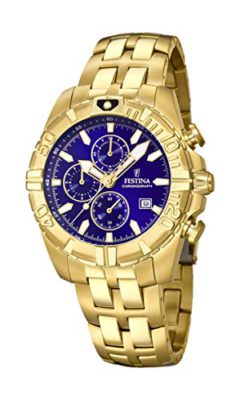 Festina-Mixte-Adulte-Chronographe-Quartz-Montre-avec-Bracelet-en-Or-Plaqu-F203563-0