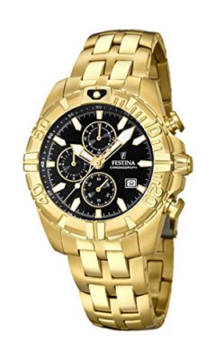 Festina-Mixte-Adulte-Chronographe-Quartz-Montre-avec-Bracelet-en-Or-Plaqu-F203564-0