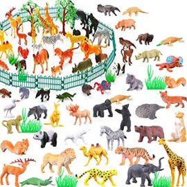 GuassLee Ensemble de Jouets avec 65 Figurines et Figurines animales – Mini-Jouets éducatifs en Plastique pour Animaux de la Jungle pour garçons Filles Enfants Tout-Petits Ferme Petits Animaux. GuassLee Ensemble de Jouets avec 65 Figurines et Figurines animales – Mini-Jouets éducatifs en Plastique pour Animaux de la Jungle pour garçons Filles Enfants Tout-Petits Ferme Petits Animaux. 3