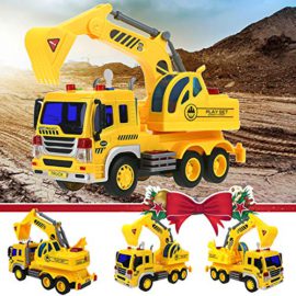 HERSITY-Camion-Pelleteuse-Jouet-Excavatrice-avec-Son-et-Lumire-Voiture-de-Construction-Vehicule-de-Chantier-Cadeau-pour-Enfant-0-3