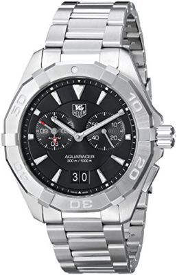 Montre-Hommes-TAG-Heuer-Quartz-Affichage-Analogique-Bracelet-Acier-Inoxydable-Argent-et-Cadran-Noir-WAY111ZBA0910-0