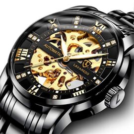 Montres,Montre Homme, Mécanique Automatique Acier Inoxydable Squelette Etanche Montres avec Chiffres Romains Cadran en Diamant Montres,Montre Homme, Mécanique Automatique Acier Inoxydable Squelette Etanche Montres avec Chiffres Romains Cadran en Diamant 3