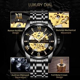 Montres,Montre Homme, Mécanique Automatique Acier Inoxydable Squelette Etanche Montres avec Chiffres Romains Cadran en Diamant Montres,Montre Homme, Mécanique Automatique Acier Inoxydable Squelette Etanche Montres avec Chiffres Romains Cadran en Diamant 6