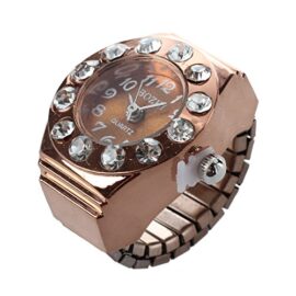 TOOGOO(R) Bague Anneau Avec Montre Rond Metal Strass Or Rose 20mm Elastique TOOGOO(R) Bague Anneau Avec Montre Rond Metal Strass Or Rose 20mm Elastique