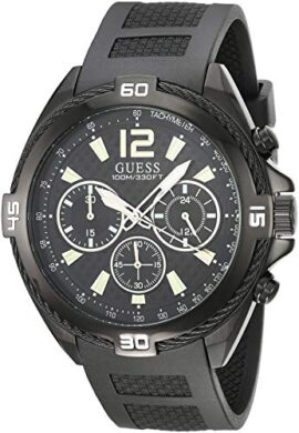 GUESS Homme 44mm Bracelet Caoutchouc Noir Quartz Analogique Montre W1168G2 GUESS Homme 44mm Bracelet Caoutchouc Noir Quartz Analogique Montre W1168G2