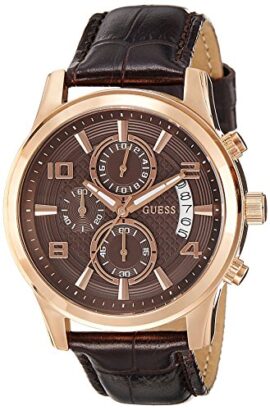 Guess – W0076G4 – Montre Homme – Quartz Chronographe – Cadran Marron – Bracelet Cuir Marron Guess – W0076G4 – Montre Homme – Quartz Chronographe – Cadran Marron – Bracelet Cuir Marron